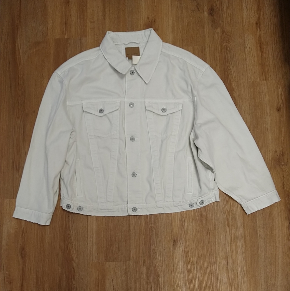 American Eagle, White Denim Jacket Women's Size XL, NWT, Button Up, 100% Cotton